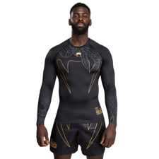 Venum Rashguard Serpenti Long Sleeve, Black/Silver/Gold 