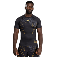 Venum Rashguard Serpenti Short Sleeve, Black/Silver/Gold 