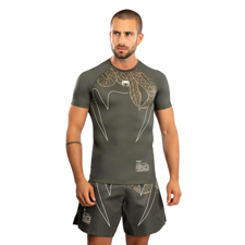 Venum Serpenti Rashguard Short Sleeve, Khaki/Bronze/Ivory 