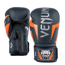 Venum Elite Boxing Gloves, Navy/Silver/Orange 