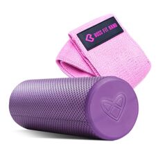 ZOE, Premium Foam Roller, Massage Dots + Boss Fit Band S, Pink Beginner GRATIS