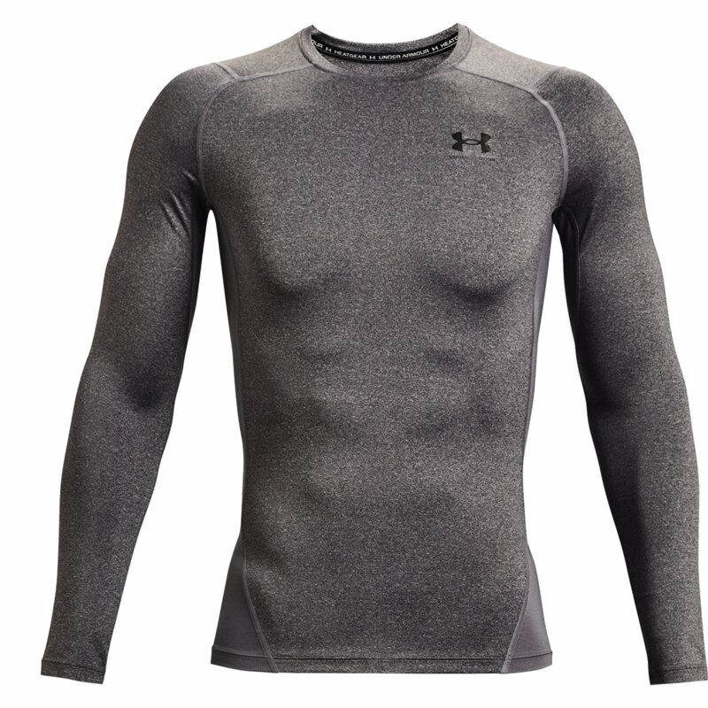 UA HeatGear Compression LS Shirt, Carbon Heather/Black 
