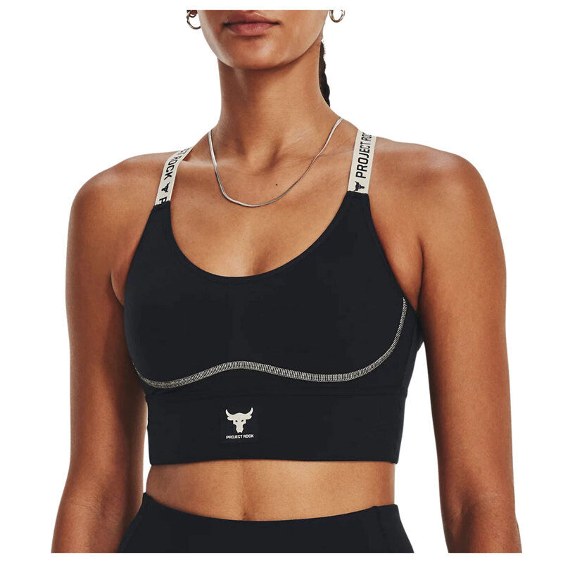 UA Project Rock Infinity Mid Women's Bra, Black/Ivory 