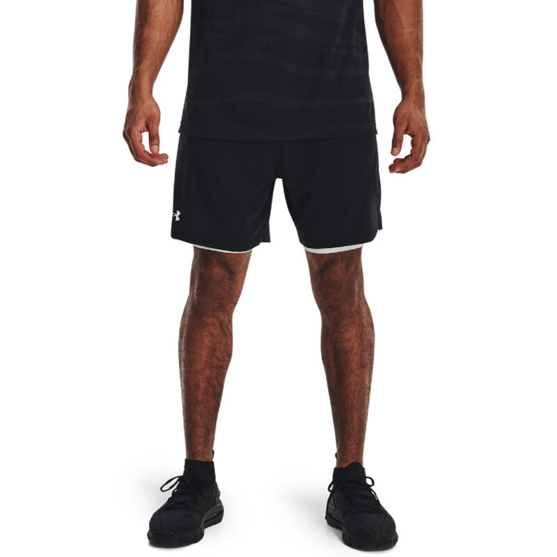 UA Vanish Woven 2in1 Shorts, Black/White 