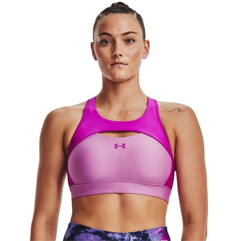 UA Mid Crossback Harnes Women's Bra, Strobe/Jellyfish 