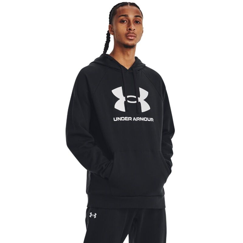 UA Rival Fleece Logo Hoodie, Black/White 