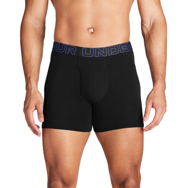 UA Performance Cotton 6in Boxerjock 3 Pack, Black/Starlight 