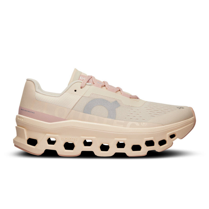 On Cloudmonster Women's Running Shoes, Moon/Fawn 