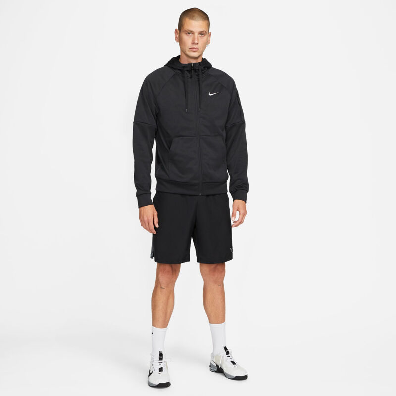 Nike Therma Full Zip Hoodie, Black/White 
