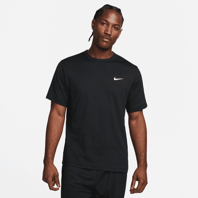 Nike Dri-FIT UV Hyverse Short-Sleeve Top, Black/White 