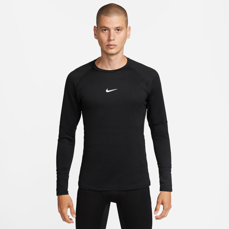 Nike Pro Warm Long-Sleeve Crew, Black/White 