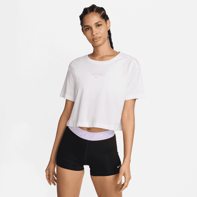 Nike Pro Dri-FIT Crop Women's SS Shirt, White 