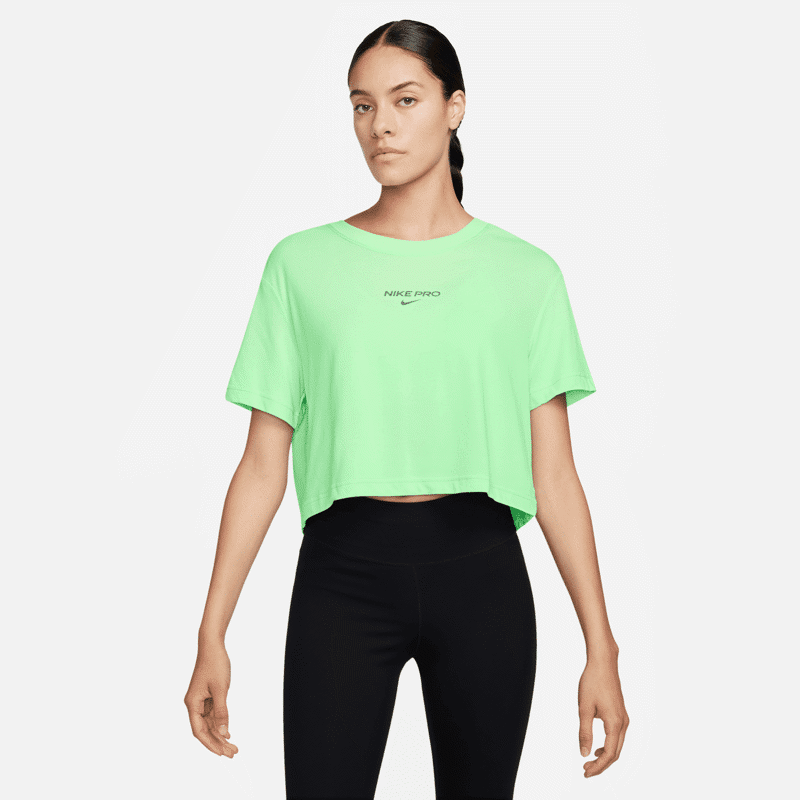Nike Women's Dri-FIT Short-Sleeve Cropped Tee, Vapour Green 