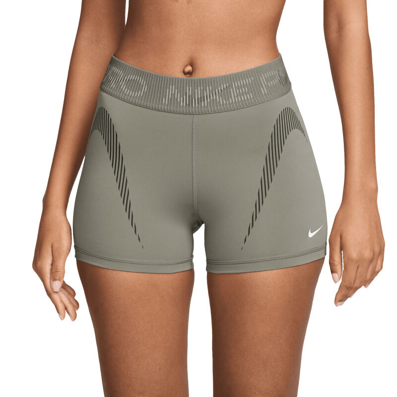Nike Women's Pro Dri-FIT 3in Shorts, Army/Cargo Khaki/White 