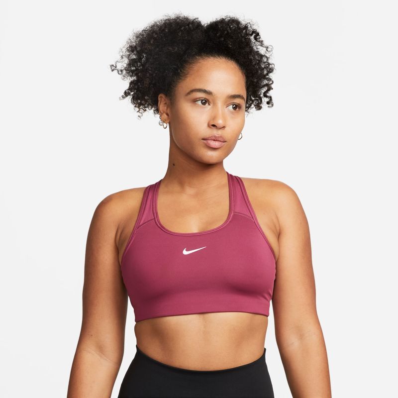 Nike Swoosh Padded Women's Bra, Rosewood/White 
