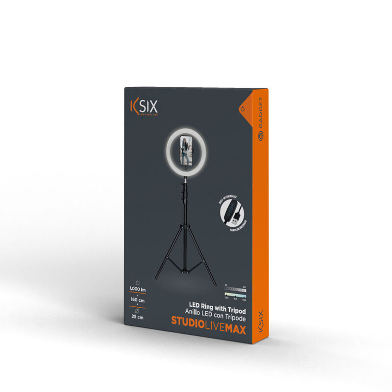 KSIX Studio Live Max LED Ring Tripod Kit 1.6m, Black