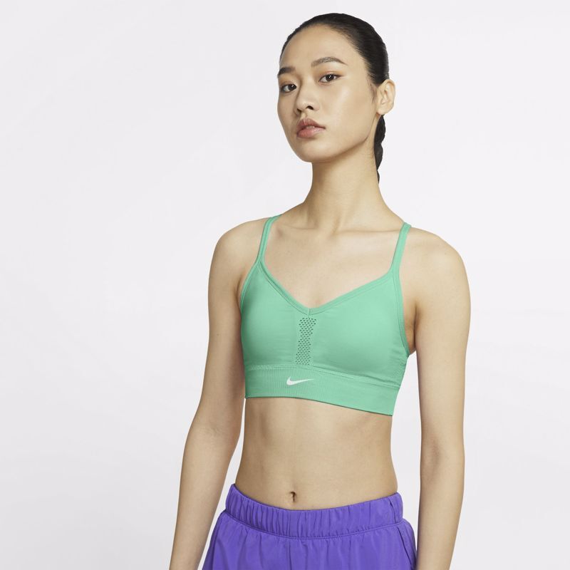 Nike Dri-Fit Indy Seamless Women's Bra, Green Glow/White 