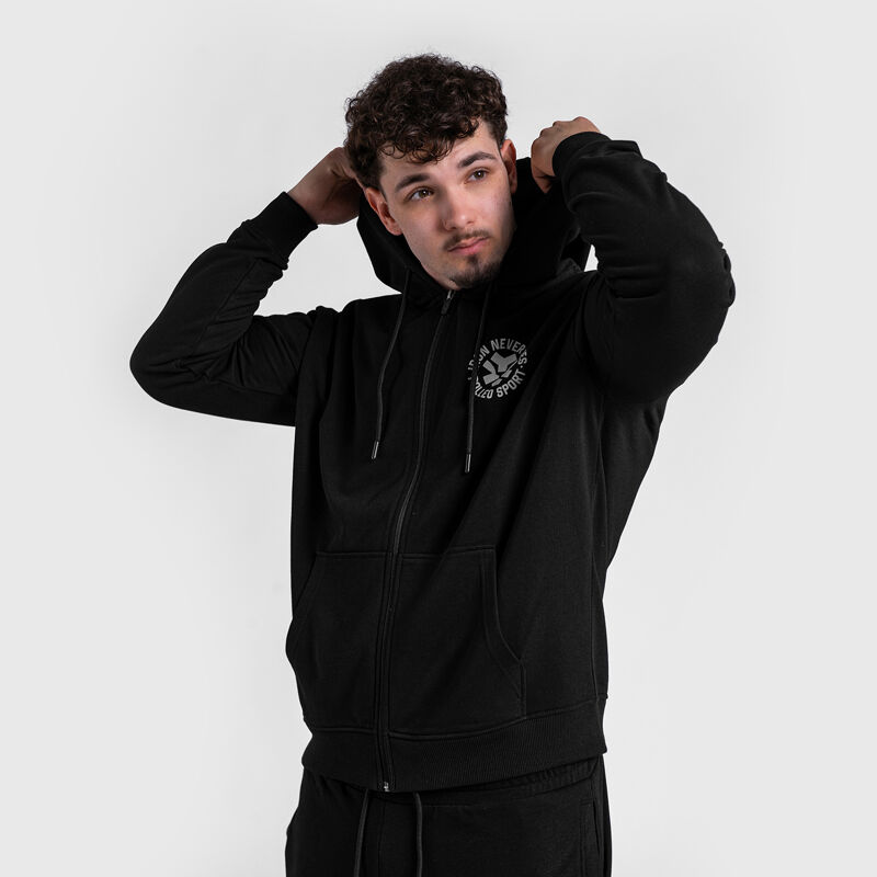 Polleo Men's Coach Zipper Hoodie, Black 