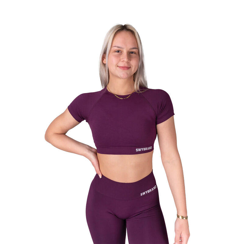 SWY Elevate Crop Tee, Plum 