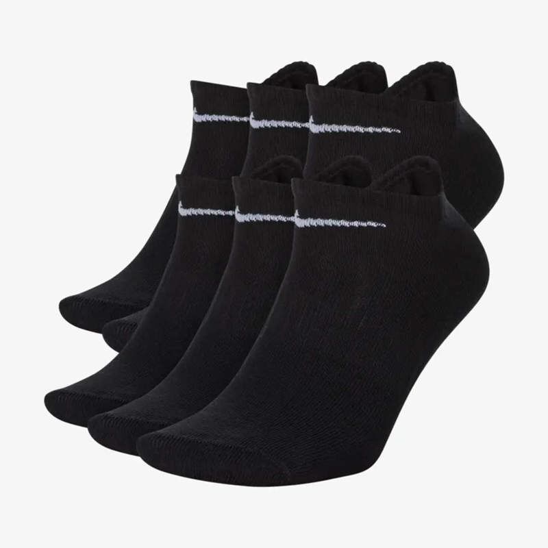 Nike Everyday Lightweight No-Show Training Socks, 6 Pair, Black 