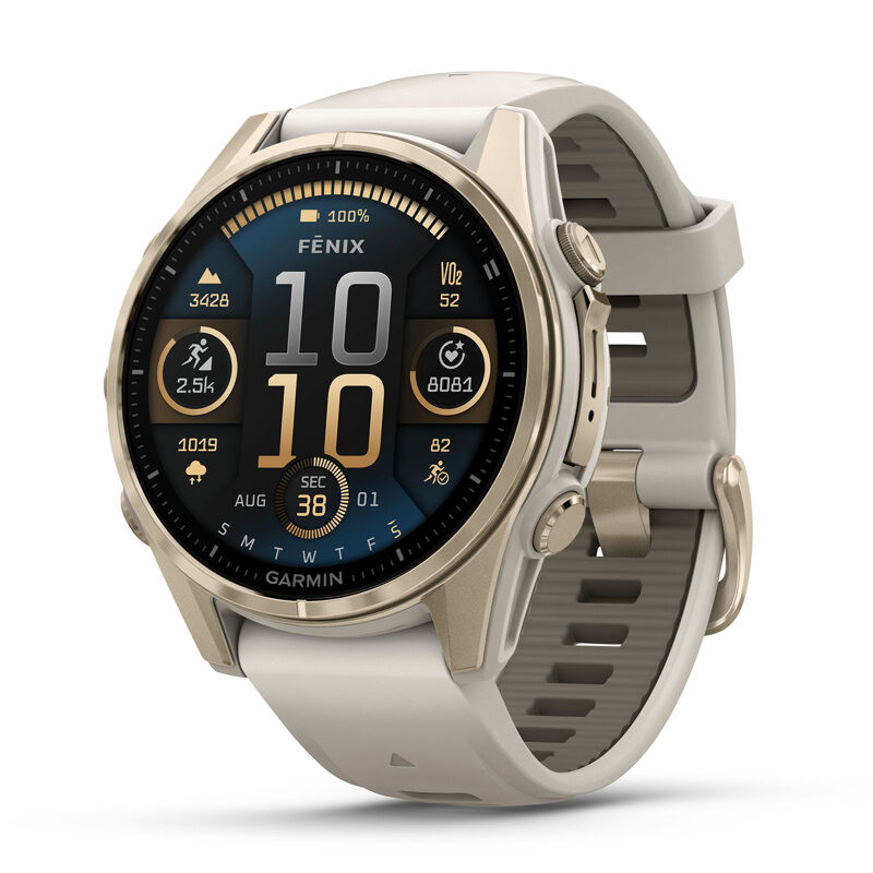 Fenix 8, 43 mm, AMOLED Sapphire, Soft Gold, Fog Gray/Dark Sandstone