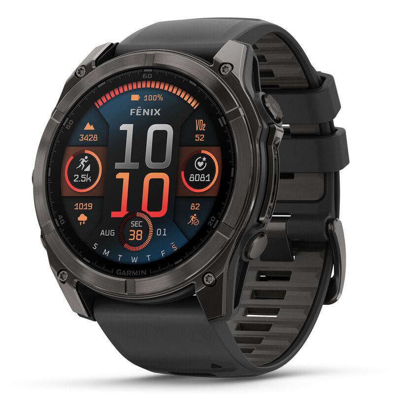 Fenix 8, 51 mm, AMOLED Sapphire, Carbon Gray DLC Titanium, Black/Pebble Gray