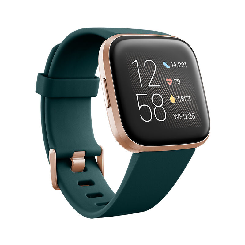 Fitbit Versa 2, Emerald/Copper Rose Aluminum