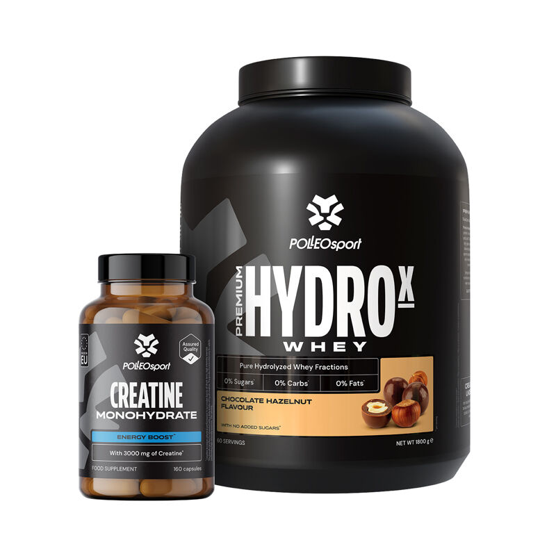 Premium HydroX Whey, 1,8 kg + Creatine Monohydrate, 160 kapsul GRATIS