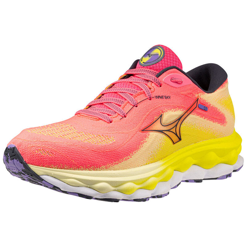 Mizuno Wave Sky 7 Women s Running Shoes Pink Ombre Blue Neon Mizuno