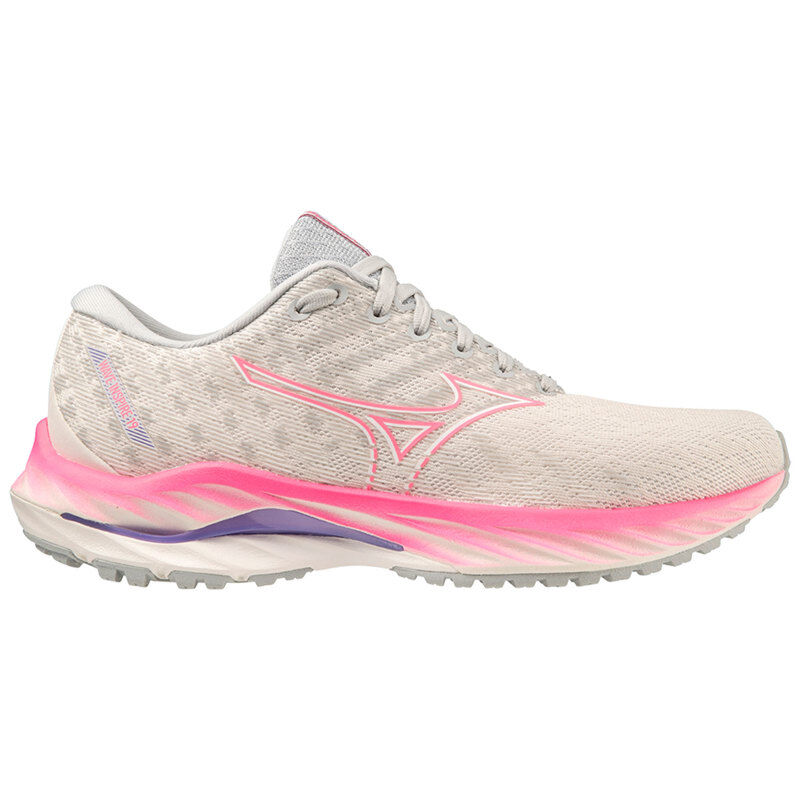 Mizuno Wave Inspire 19 Women's Running Shoes, Snow White/Pink/Purple 