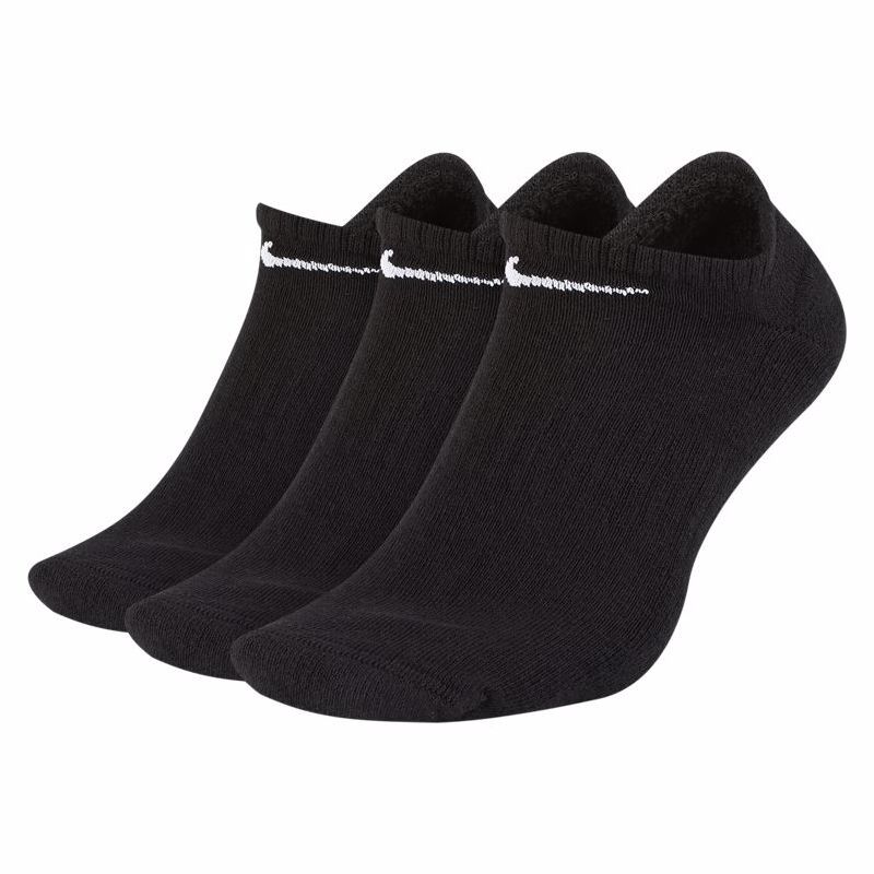 Nike Everyday Cushion No-Show Training Socks, 3 Pair, Black/White 