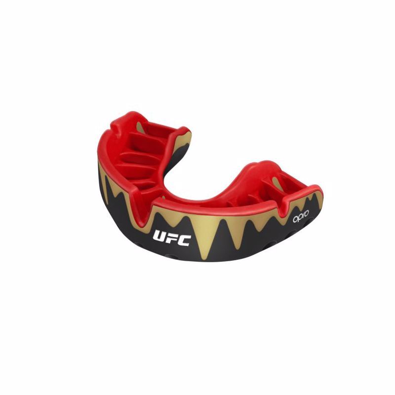 Opro Self-Fit UFC Platinum Fangz Mouthguard, Black Metal/Red