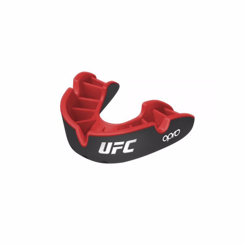Opro Self-Fit UFC Silver Mouthguard, Black/Red