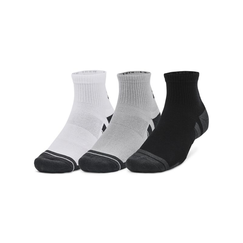 UA Socks Performance Tech 3 pk Qtr, Mod Gray/White/Jet Gray 