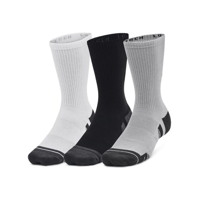 UA Socks Performance Tech 3pk Crew, Mod Gray/White/Jet Gray 