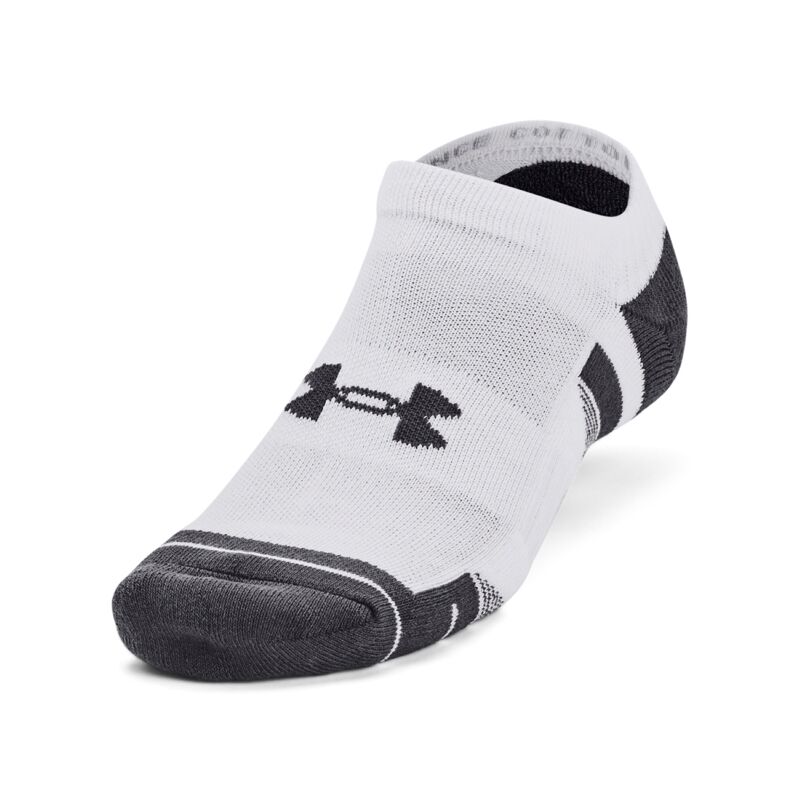 UA Socks Performance Cotton 3pk NS, White/Pitch Gray 