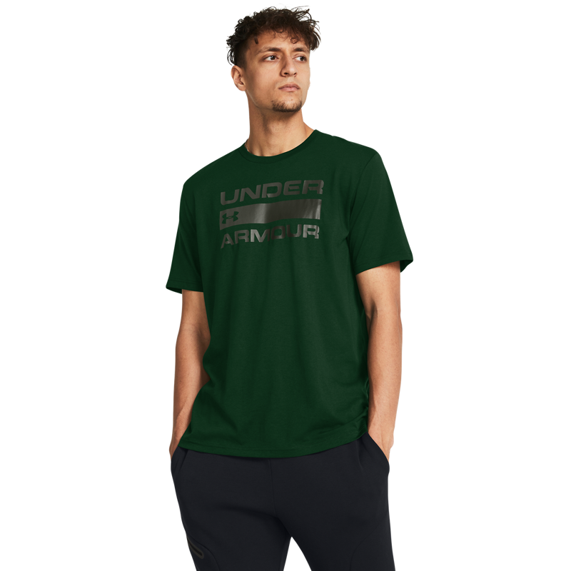 UA Team Issue Wordmark Short Sleeve, Forest Green/Baroque Green 