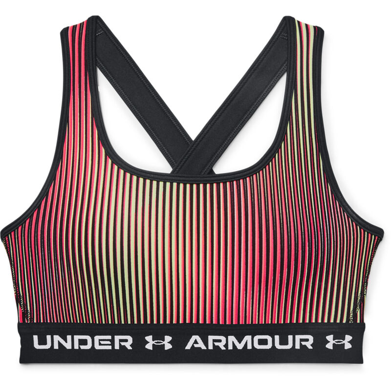 UA Crossback Mid Printed Women's Sports Bra, Black/White 