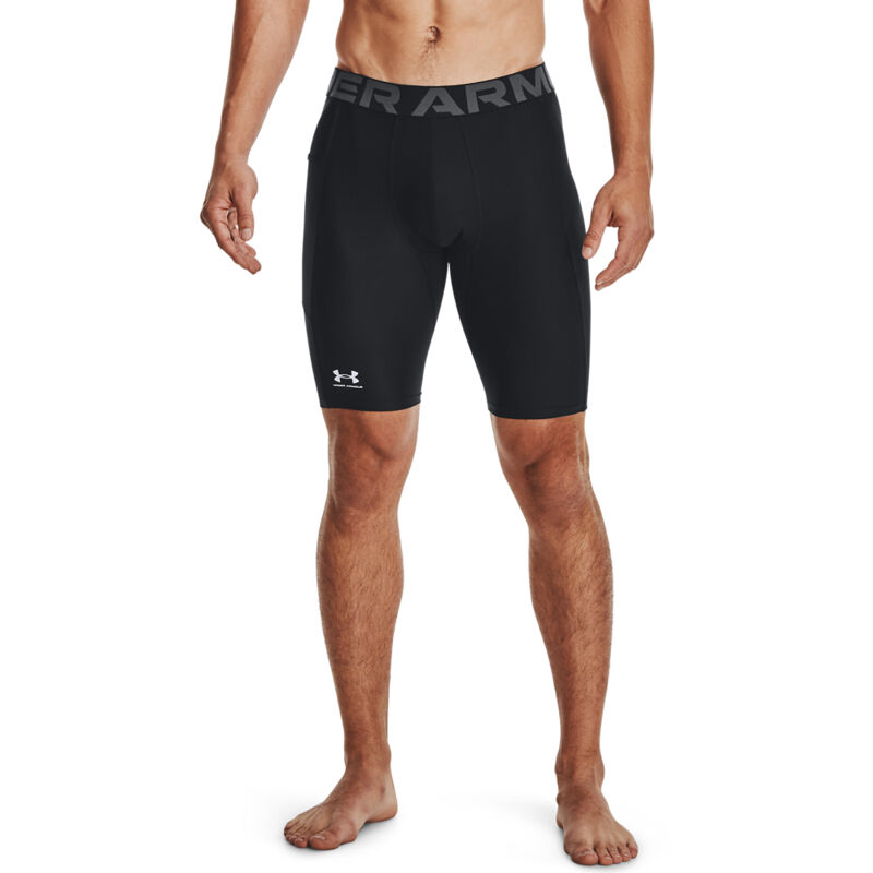 UA HeatGear Pocket Long Shorts, Black/White 
