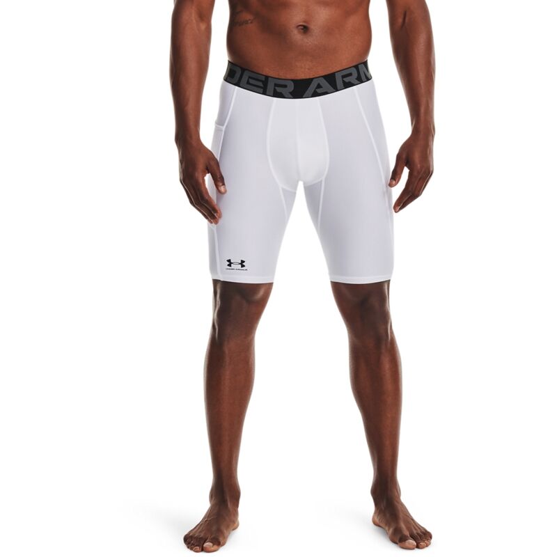 UA Shorts HeatGear Long Compression, White/Black 
