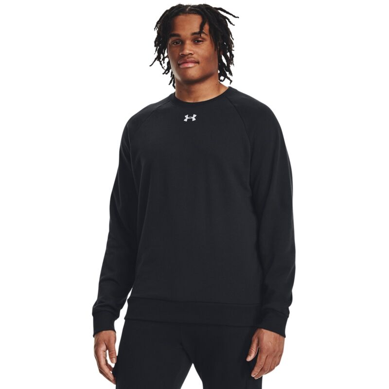 UA Shirt Rival Fleece Crew, Black/White 
