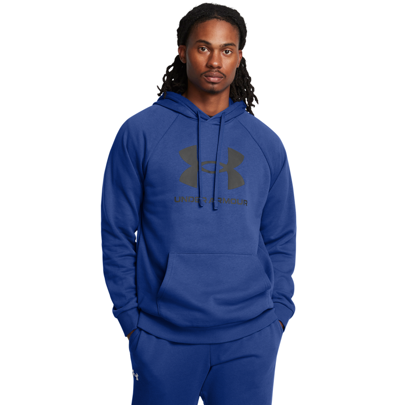 UA Rival Fleece Logo Hoodie, Tech Blue/Midnight Navy 