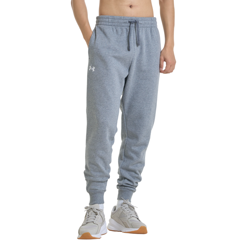 UA Pants Rival Fleece, Castlerock Light Heather/White 