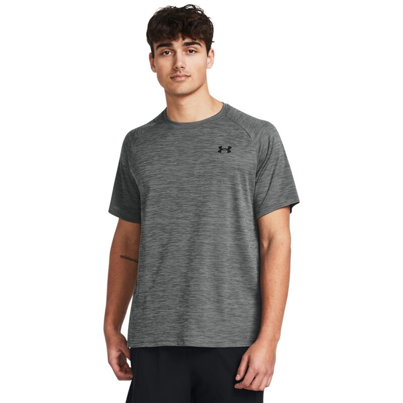 UA Shirt Tech Textured SS, Castlerock/Black 