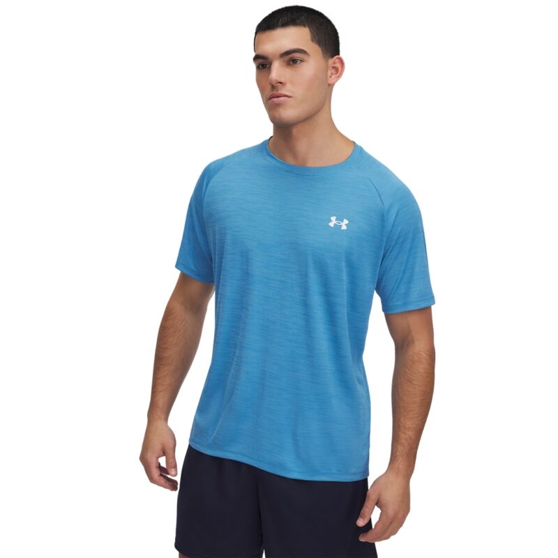 UA Shirt Tech Textured SS, Ether Blue/Tonic/White 