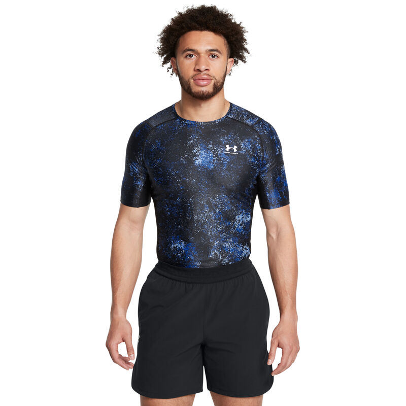 UA Shirt HeatGear Iso-Chill Printed SS, Tech Blue/White 