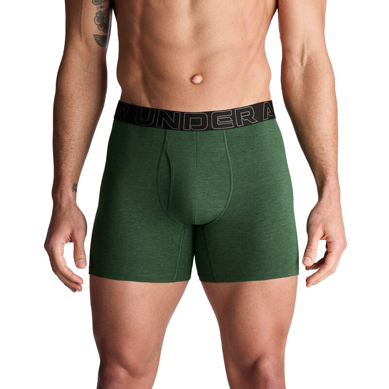 UA Performance Cotton 6in 3-Pack Boxerjock, Green Medium Heather 