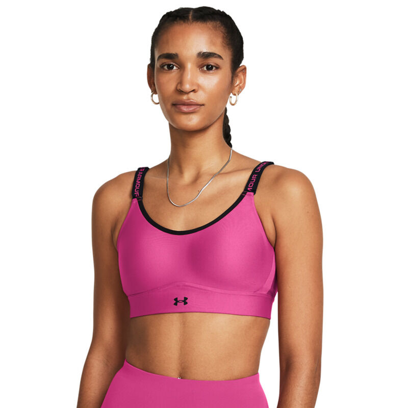 UA Women's Infinity 2.0 Mid Sports Bra, Astro Pink/Black 