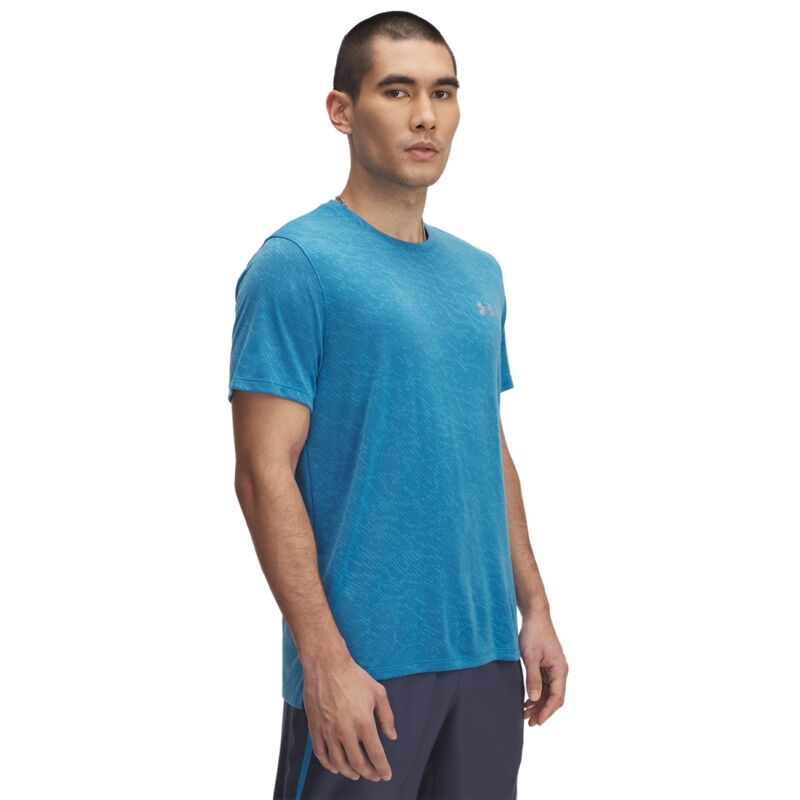 UA Shirt Launch Camo Shortsleeve, Ether Blue/Reflective  