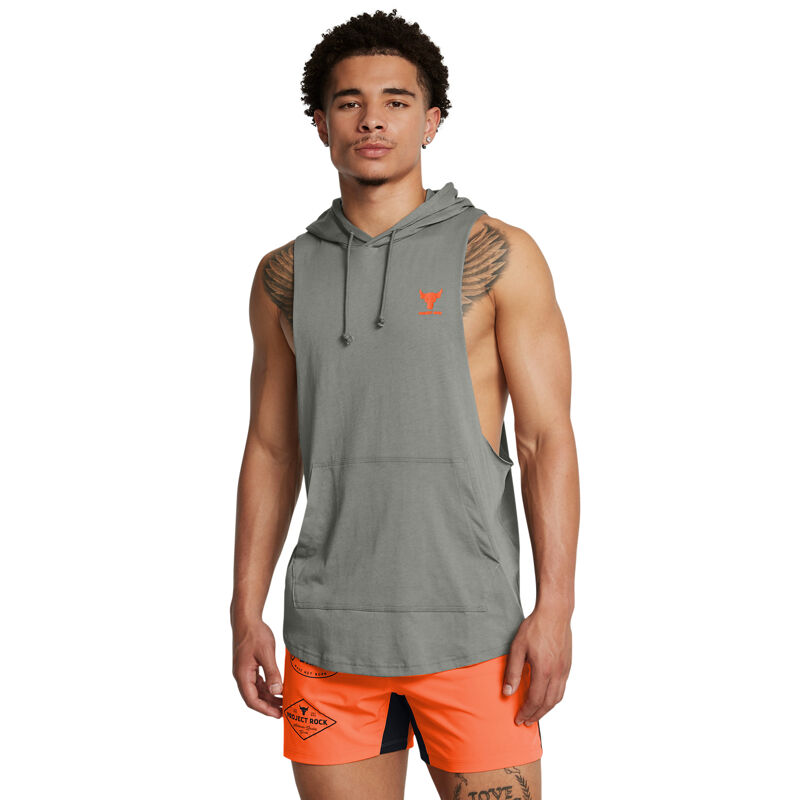 Project Rock Sleeveless Hoodie, Clay Green/Team Orange 